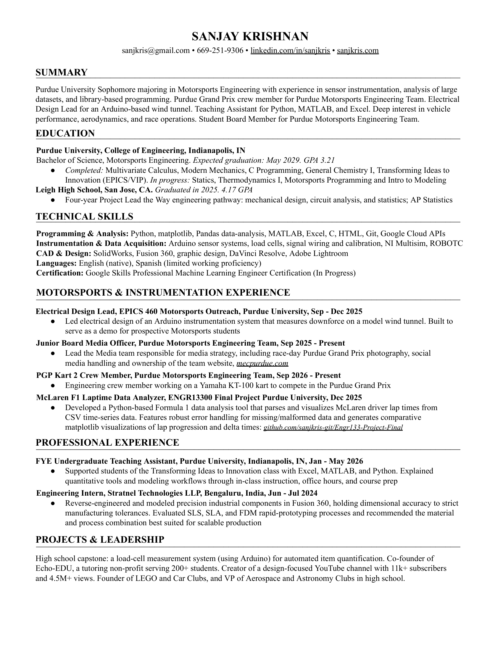 Sanjay Krishnan Resume